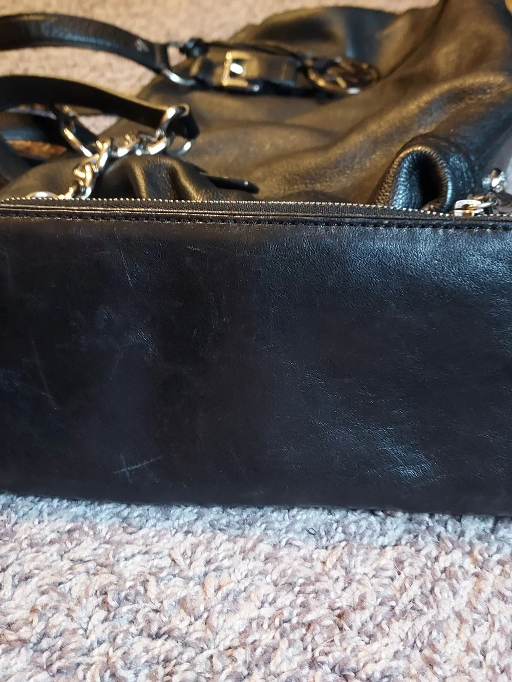 Michael Kors Black Leather Purse with Matching Wallet